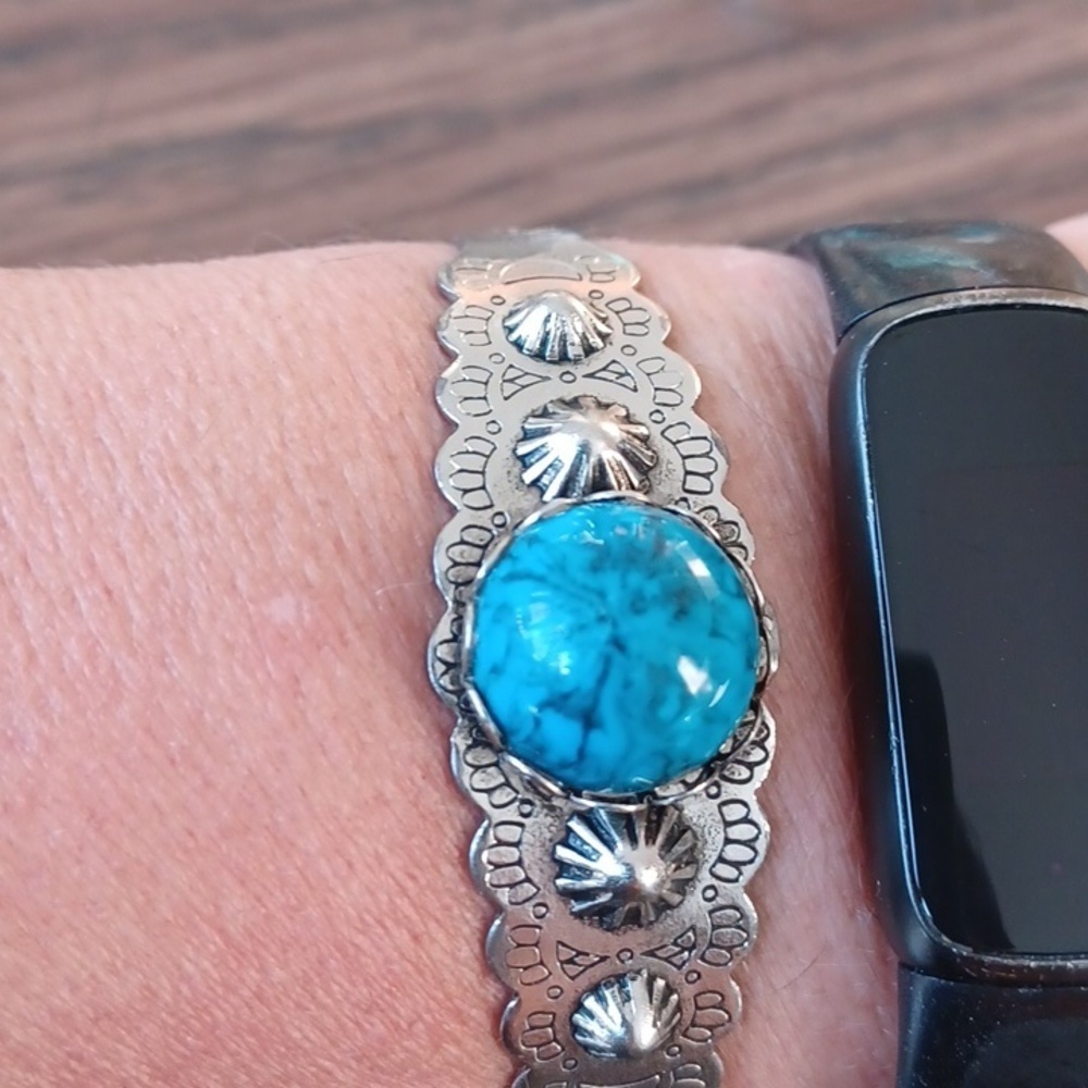 Silver-toned Turquoise Cuff x 3 - Picture 3 of 6